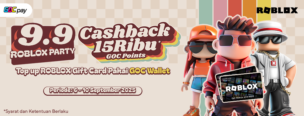 9.9 ROBLOX Party! Top Up Gift Card Dapat Cashback 15RB